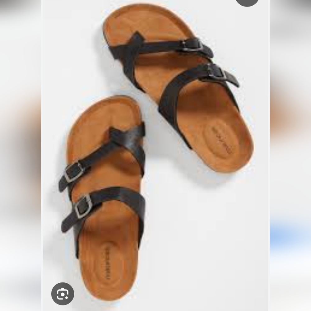 Birkenstock Look Alike Paige Loop Toe Black Sandal Size 9